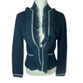 White House Black Market WHBM Black Ruffle Blazer Jacket Women's Size M