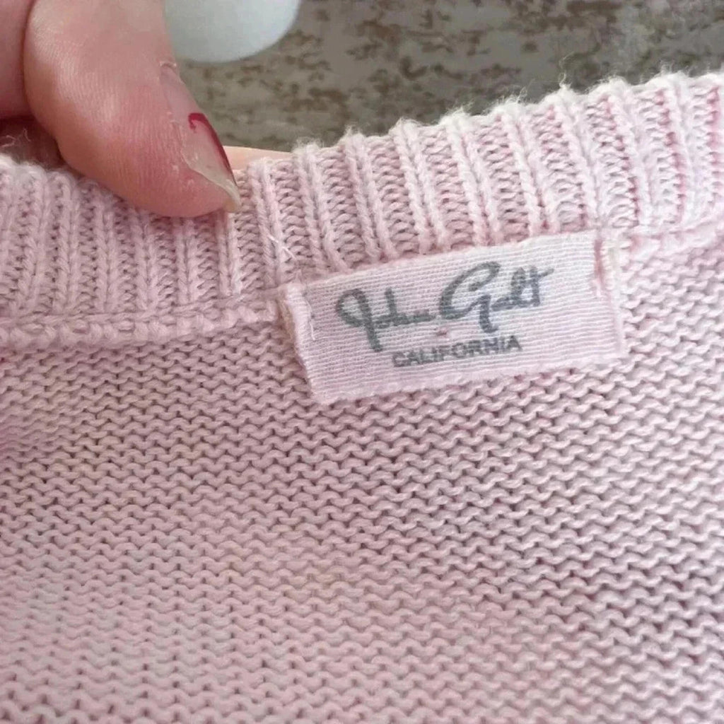 Brandy Melville John Galt Pink Blue Argyle Sweater Preppy Women's Size M