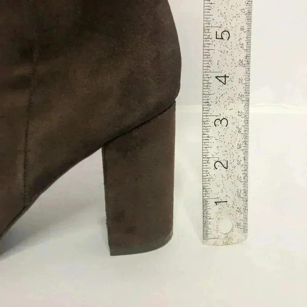 UO Faux Suede Dark Brown Booties Chunky Heels Women's Size 9