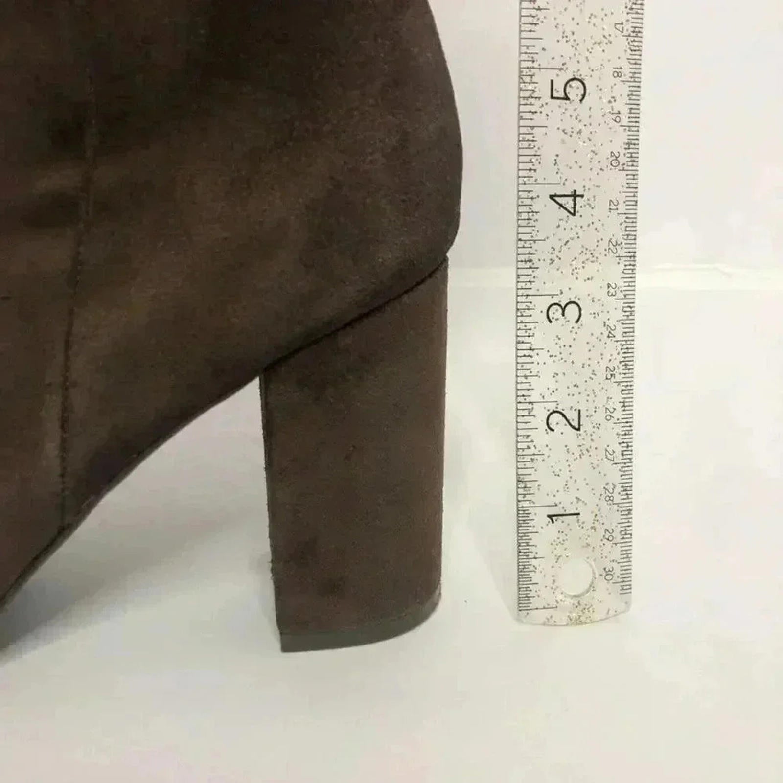 UO Faux Suede Dark Brown Booties Chunky Heels Women's Size 9