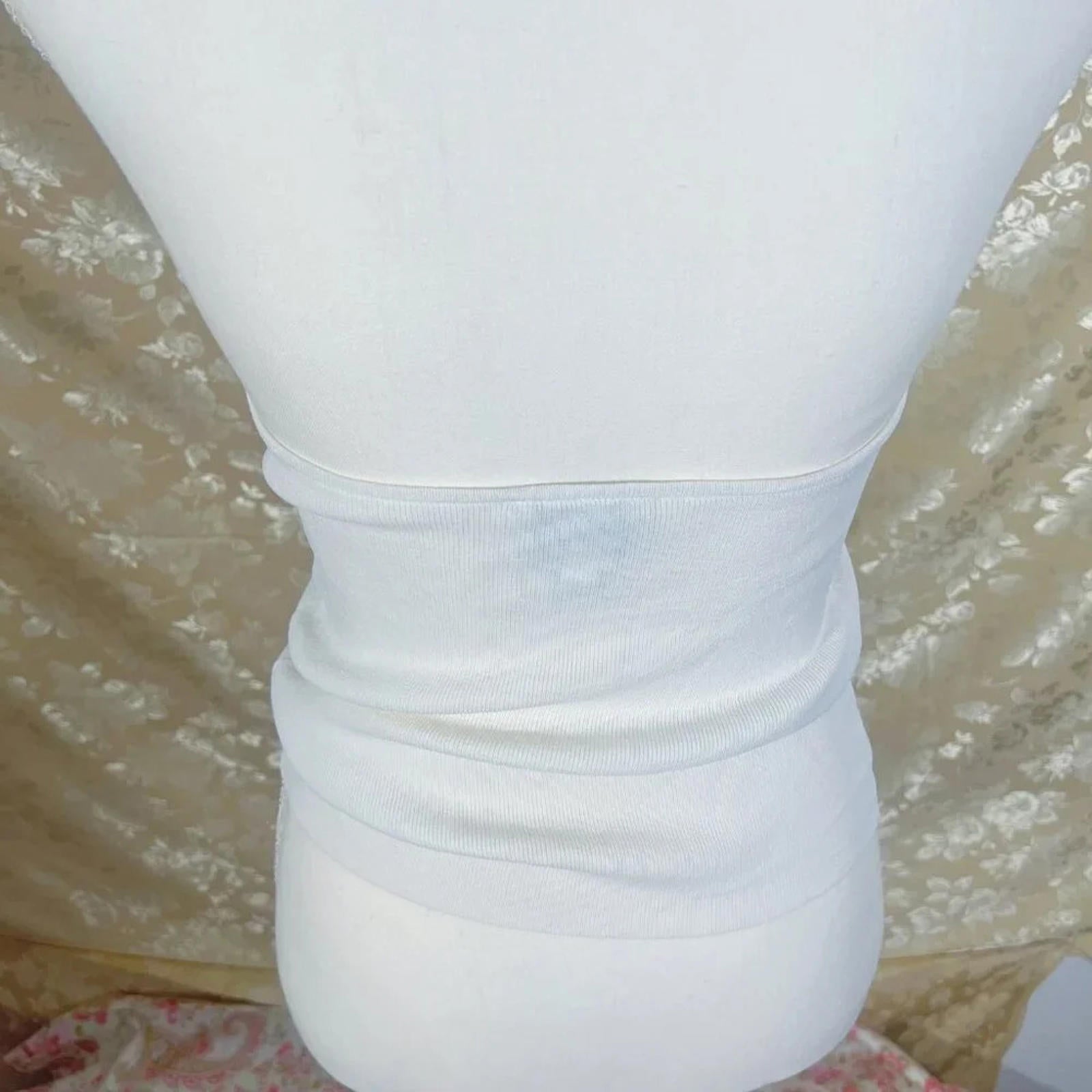 y2k Vintage Loft White Ribbed Crossover Halter Top Women's Size M