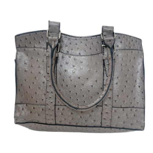 Bueno Fuax Ostrich Leather Grey Handbag Shoulder Bag Exotic Leather Purse