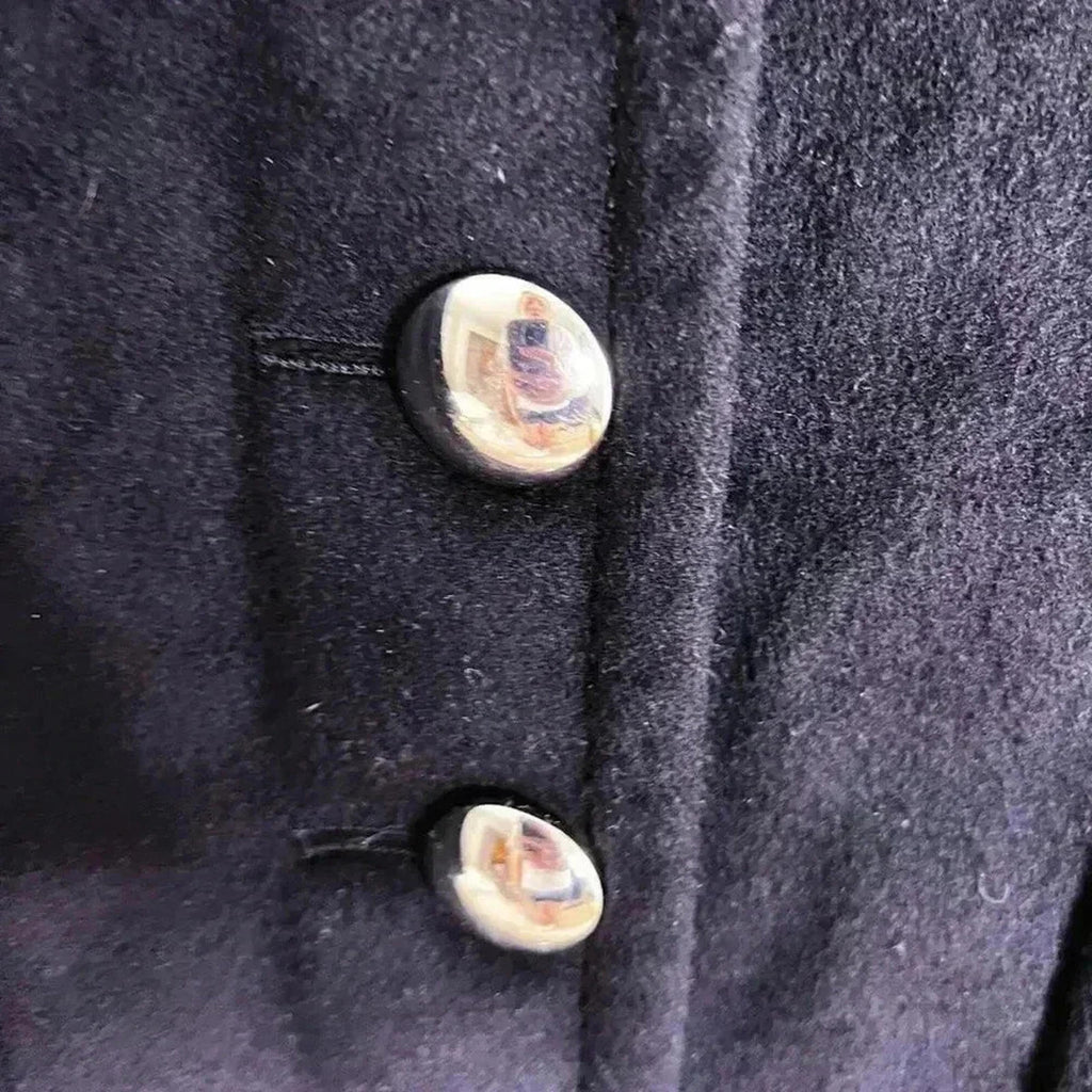 Tahari Black Wool Pea Coat Trenchcoat Winter Jacket Women's Size 8