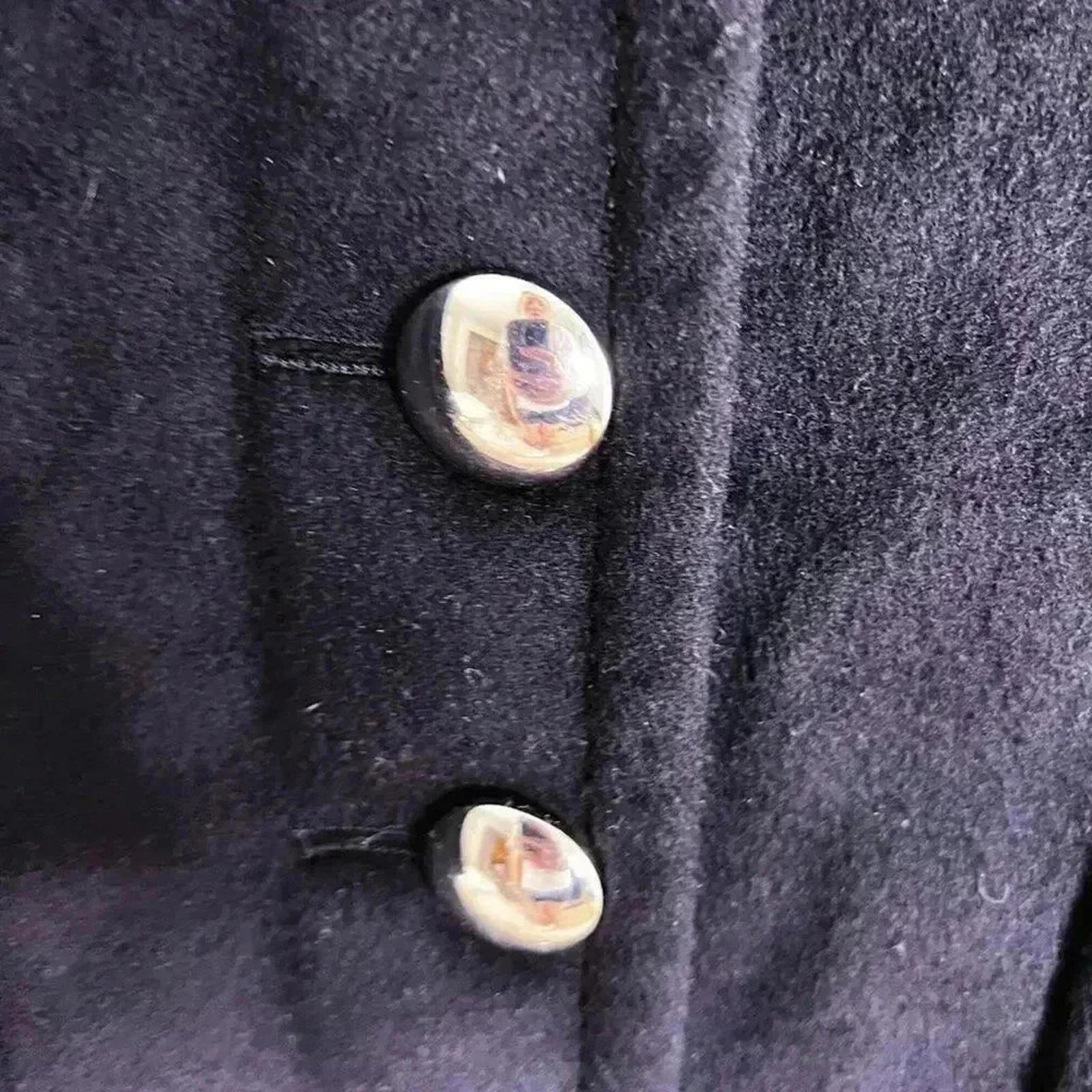 Tahari Black Wool Pea Coat Trenchcoat Winter Jacket Women's Size 8