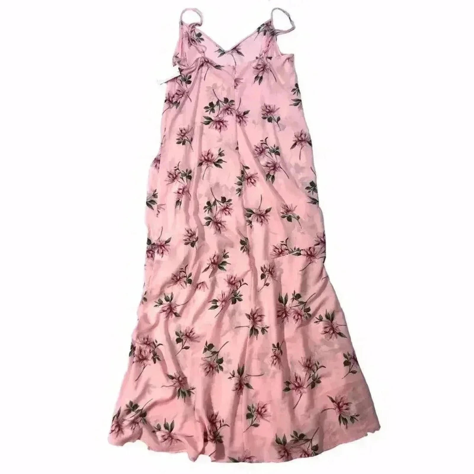 NWT Lush Pink Floral Maxi Dress Chiffon Girly Coquette Boho Chic Size M
