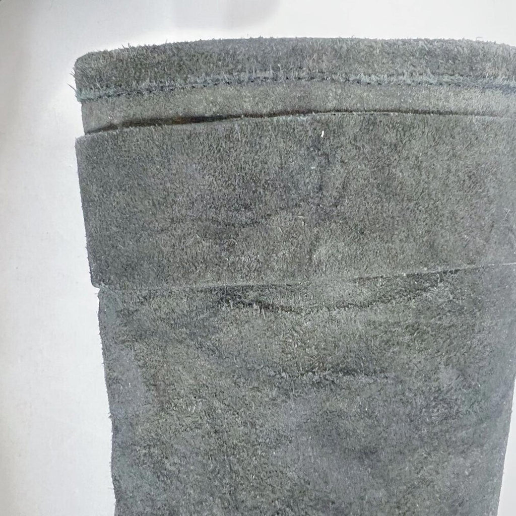 Vera Wang Lavender Cameron Double Buckle Boot Olive Green Suede Size 7 Moto