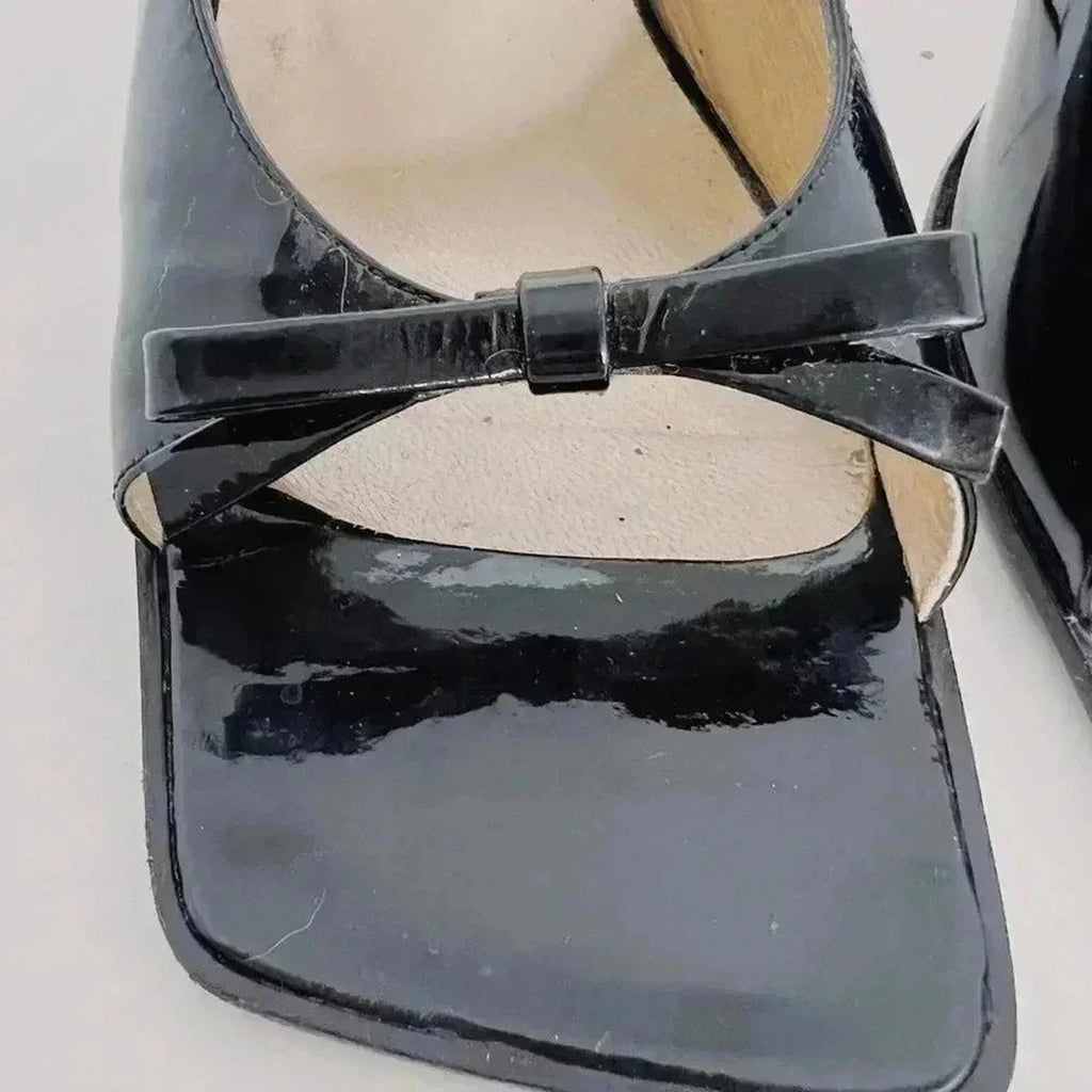 Y2K Pied A Terre Vintage Patent Leather Square Toe Acrylic Heels