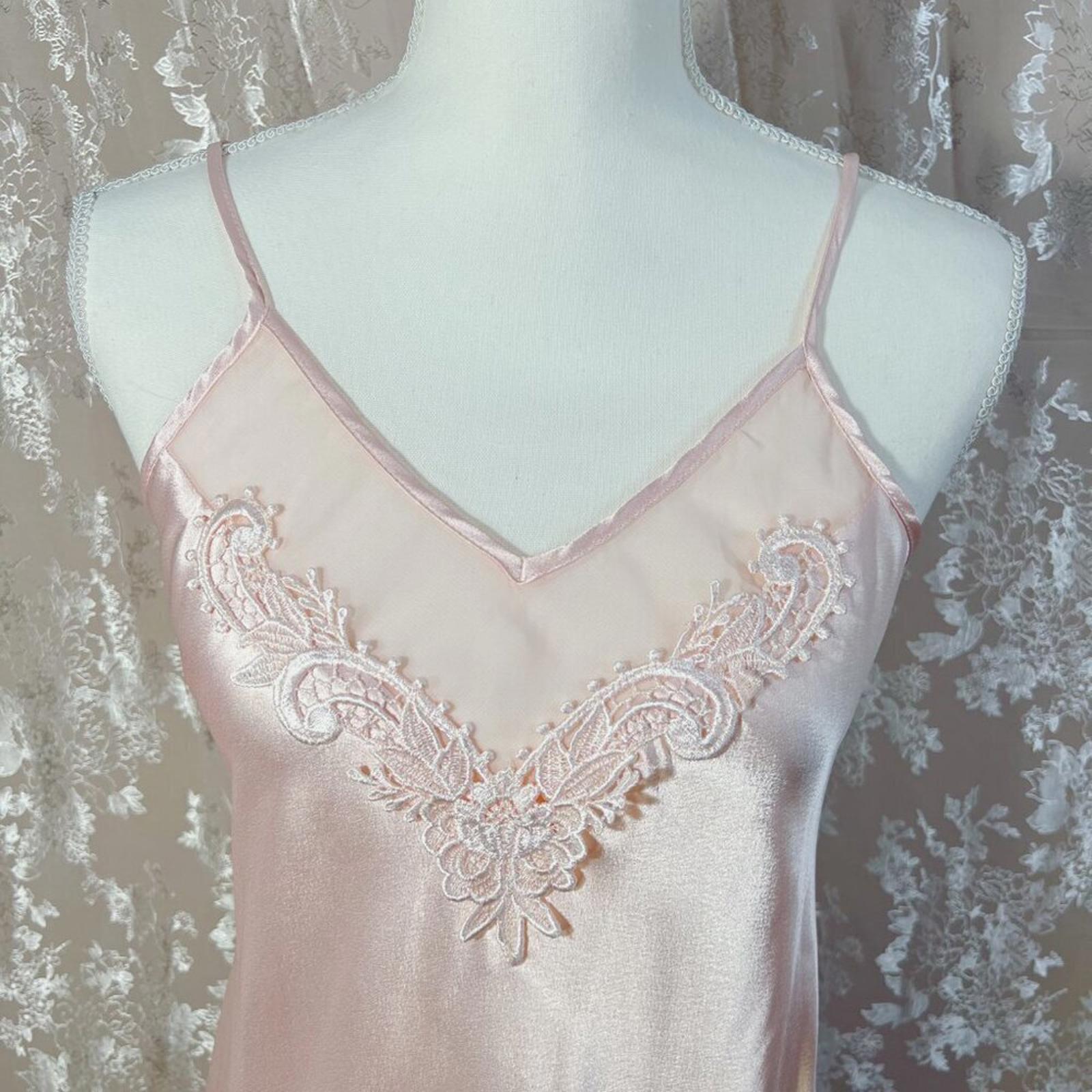 Vintage Intimo Amore Light Pink Ballerina Pink Satin Slip Lace Size XS