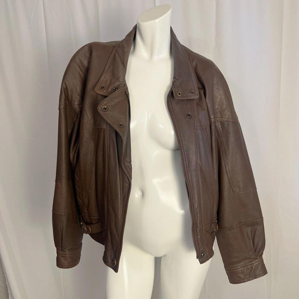 Vintage Adventure Bound by Wilson't Brown Leather Bomber Jacket Size L