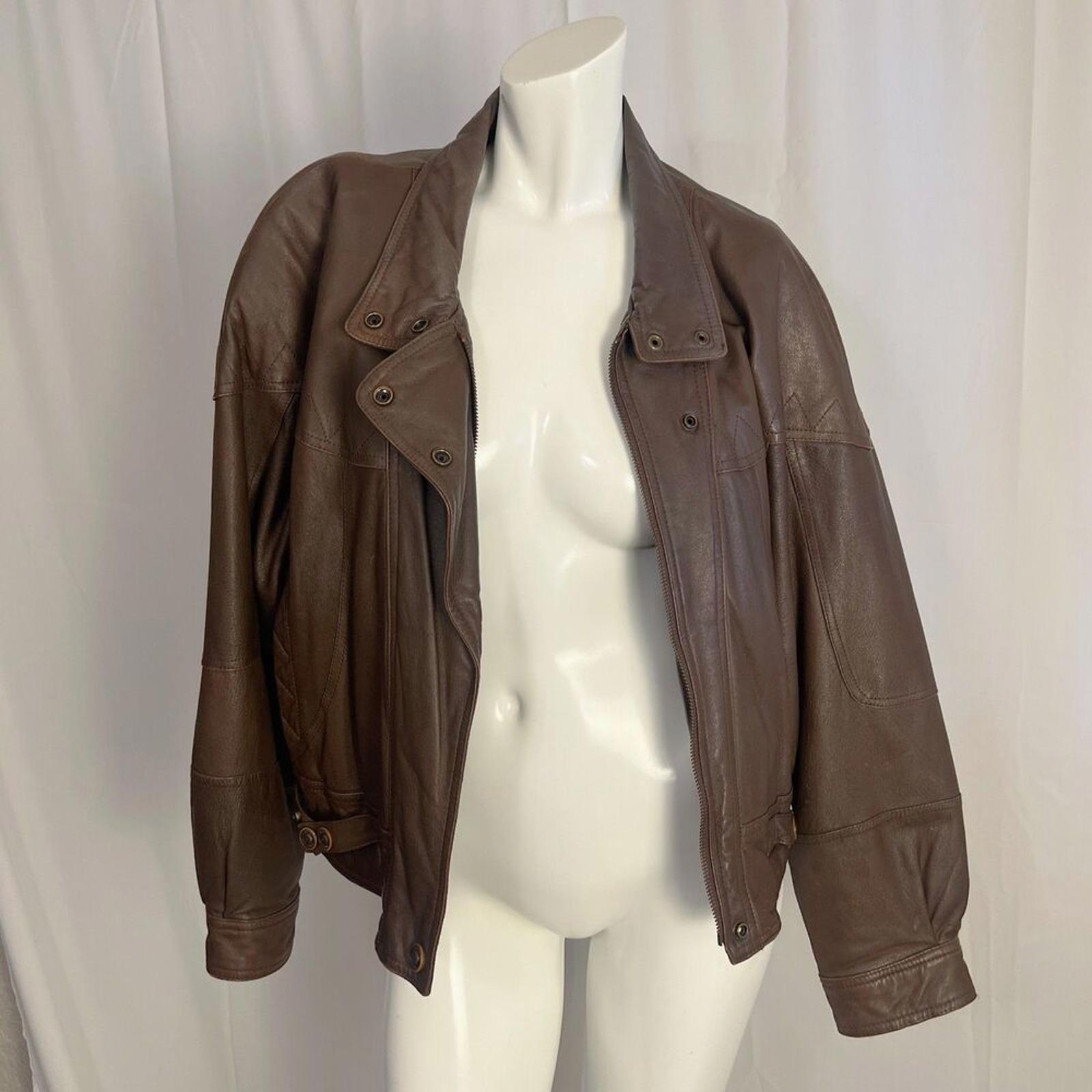 Vintage Adventure Bound by Wilson't Brown Leather Bomber Jacket Size L