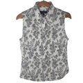 Banana Republic Black and White Floral Print Blouse Tank Business Casual Size 14