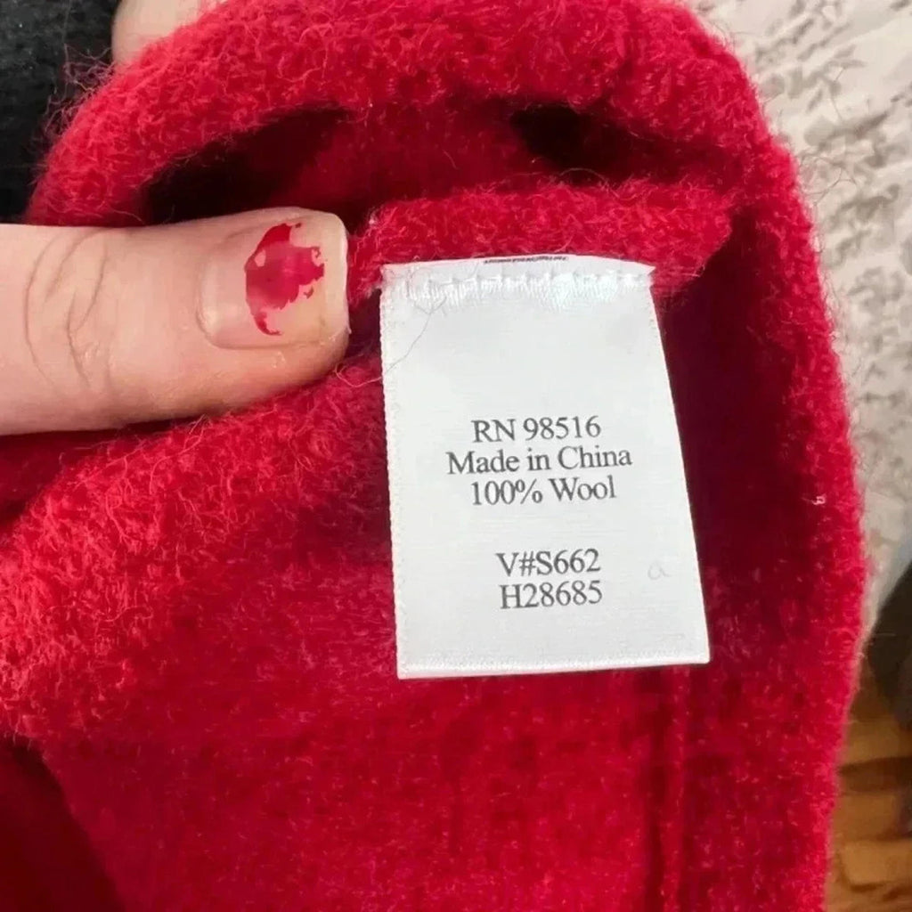 Coldwater Creek Red Boiled Wool Embroidered Jacket Size L