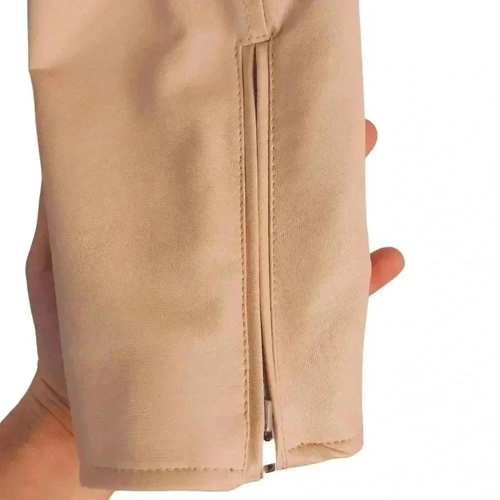 Light Pink Faux Leather Uniqlo Moto Jacket Women's Size M
