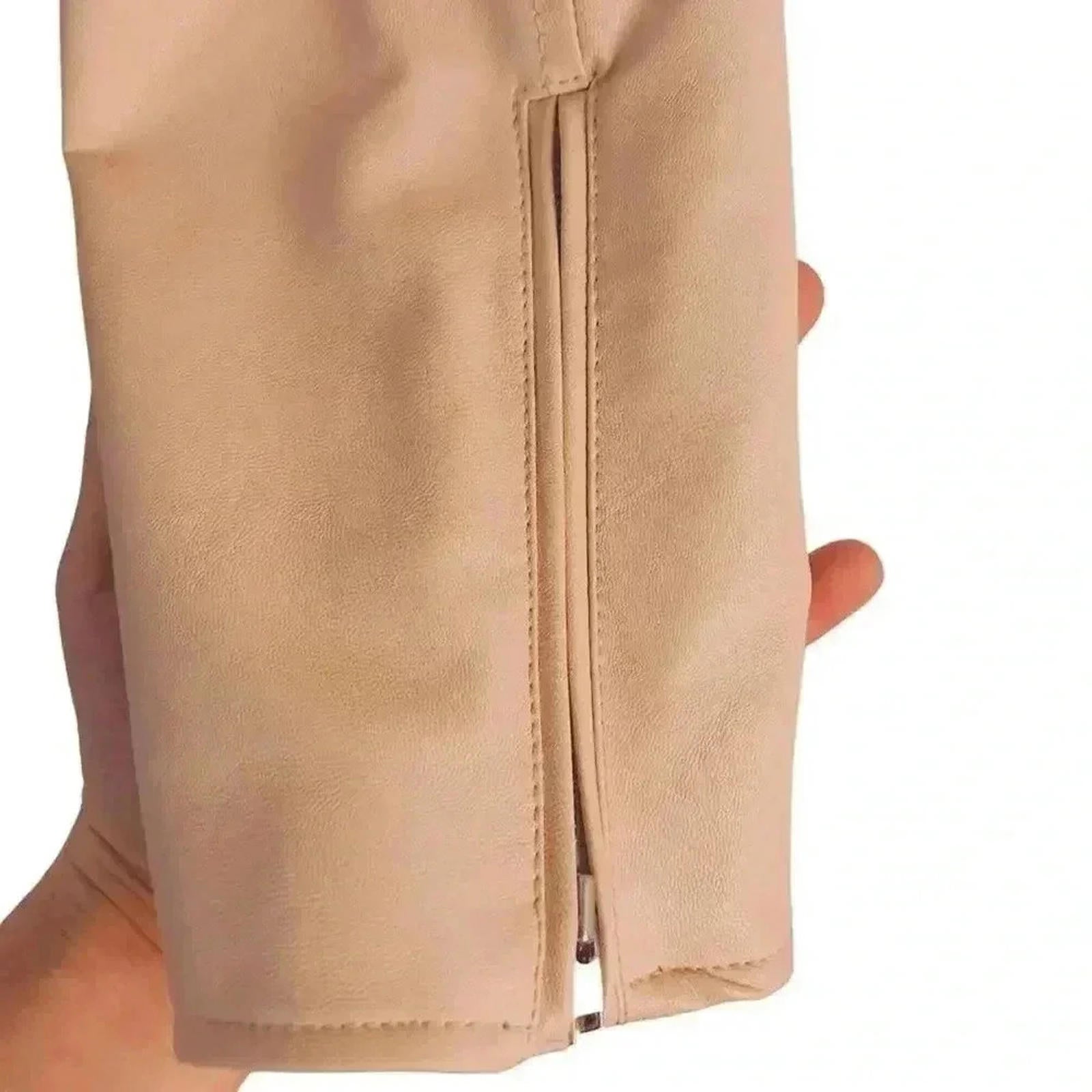 Light Pink Faux Leather Uniqlo Moto Jacket Women's Size M