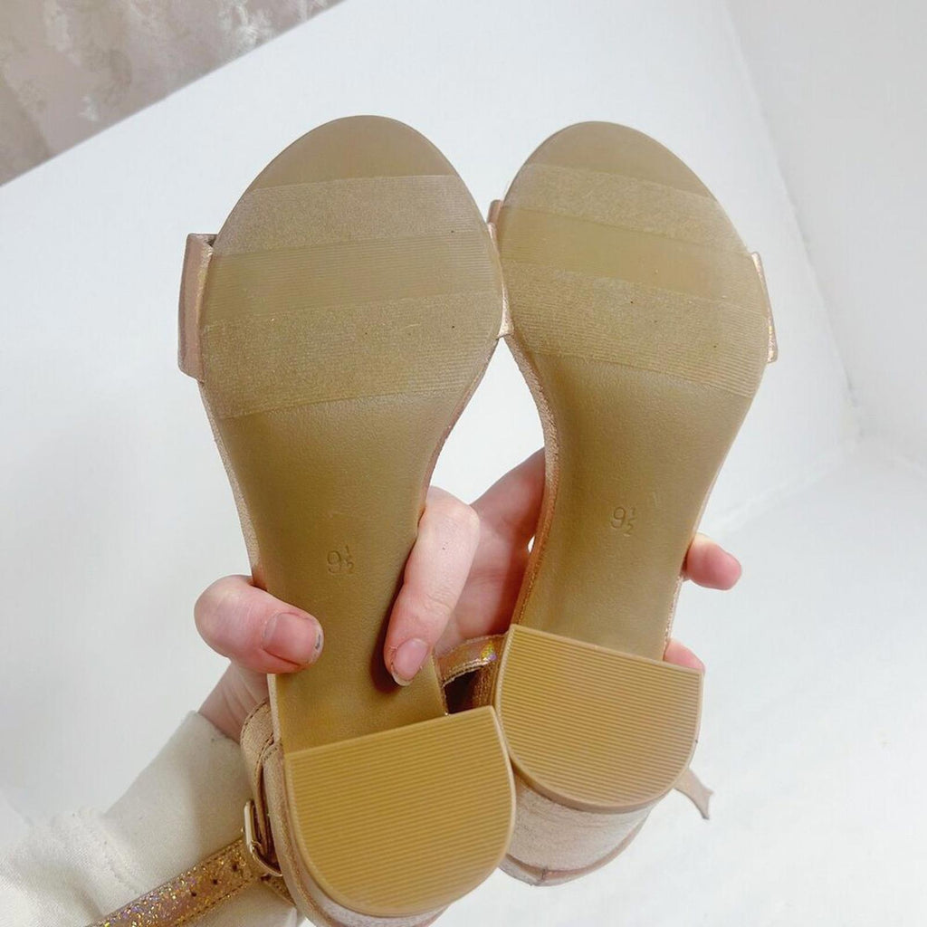 NWOT Old Navy Rose Gold Metallic Block Heel Sandals Pumps Size 9.5