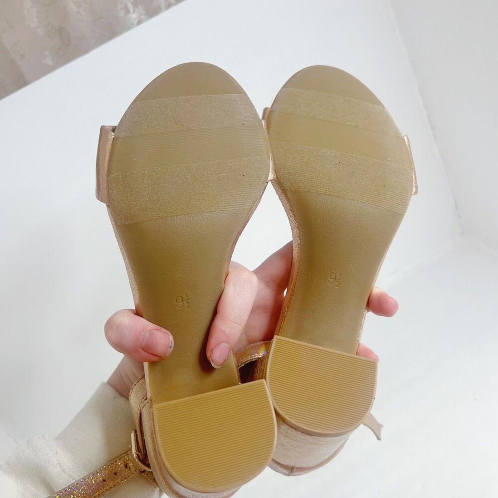 NWOT Old Navy Rose Gold Metallic Block Heel Sandals Pumps Size 9.5