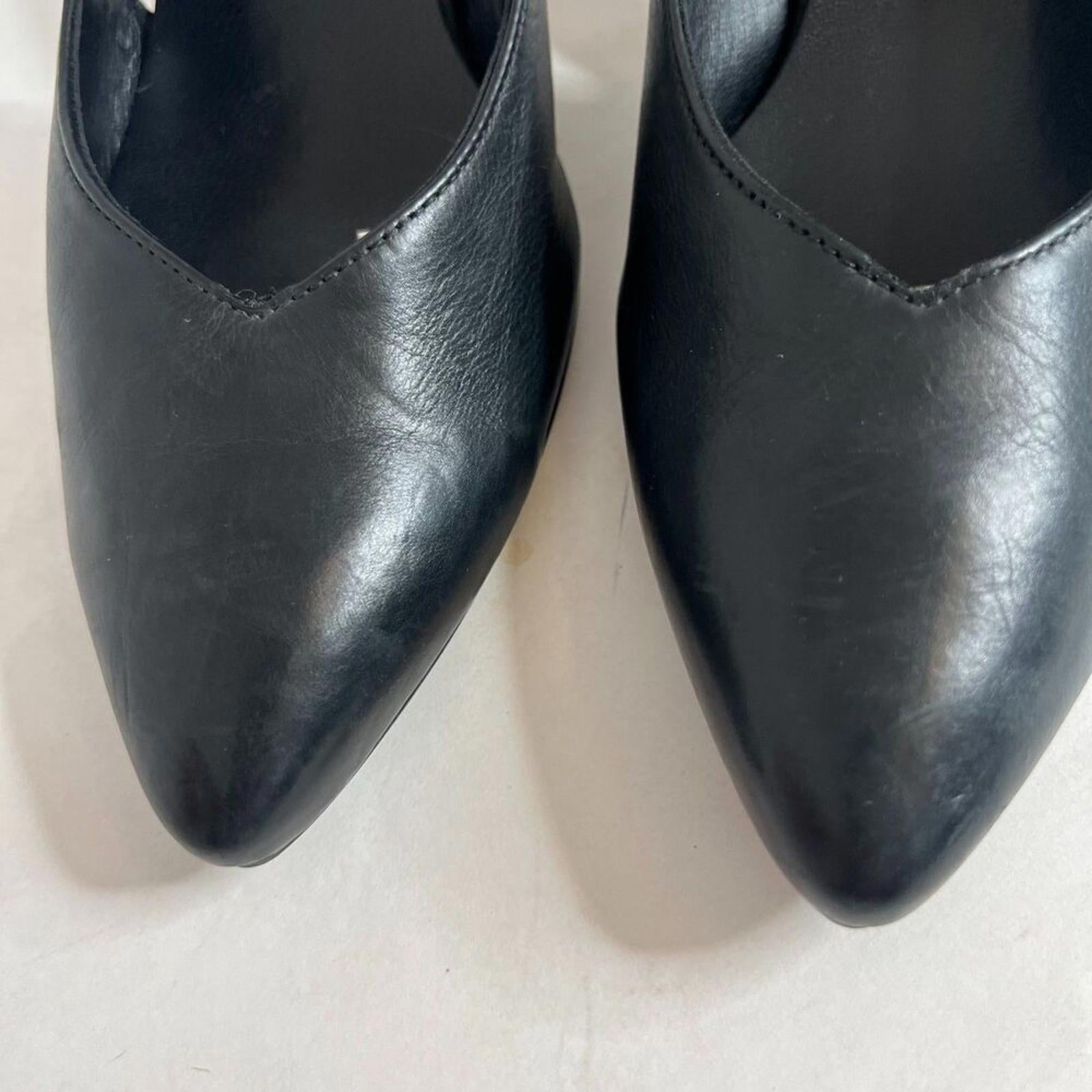 Paul Green Black Leather Pointed Toe Sling Back Heels Women's Size 9.5 US