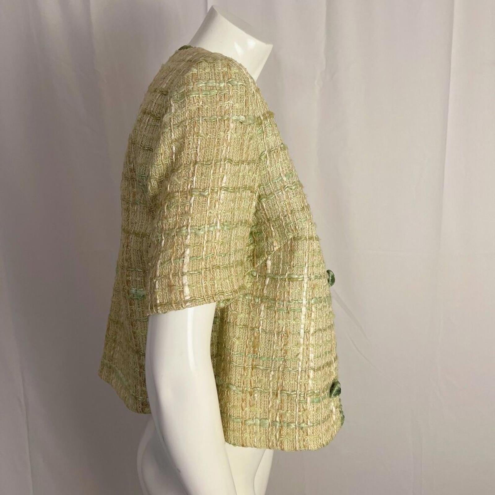 Vintage 1960s Neusteters Green Tweed Evening Jacket Women's Size 10