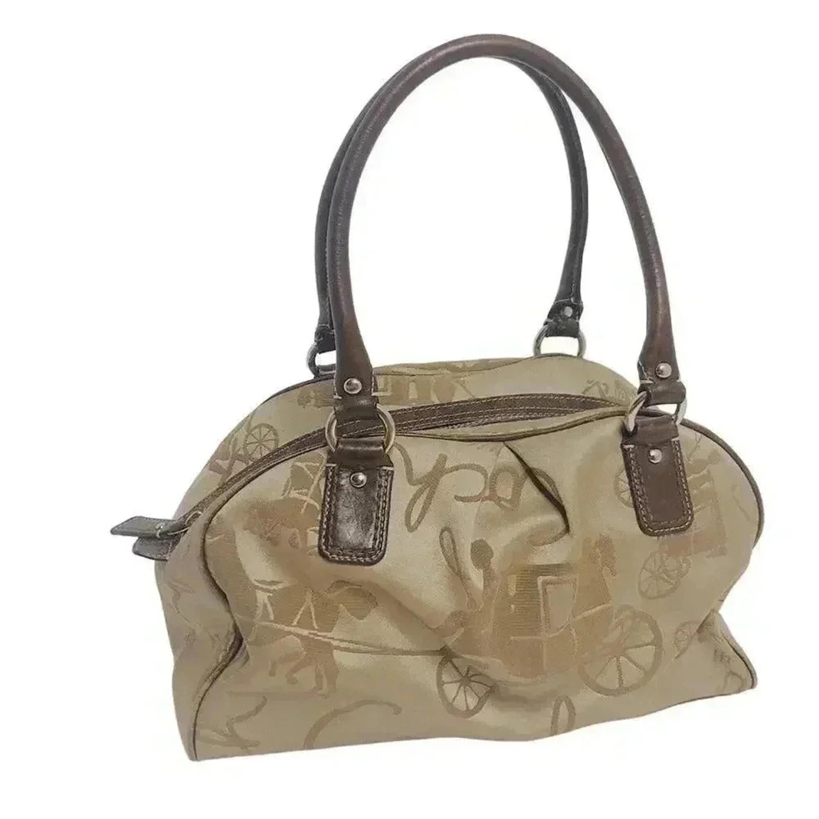 Coach Golden Embroidered Stagecoach Handbag Shoulder Bag