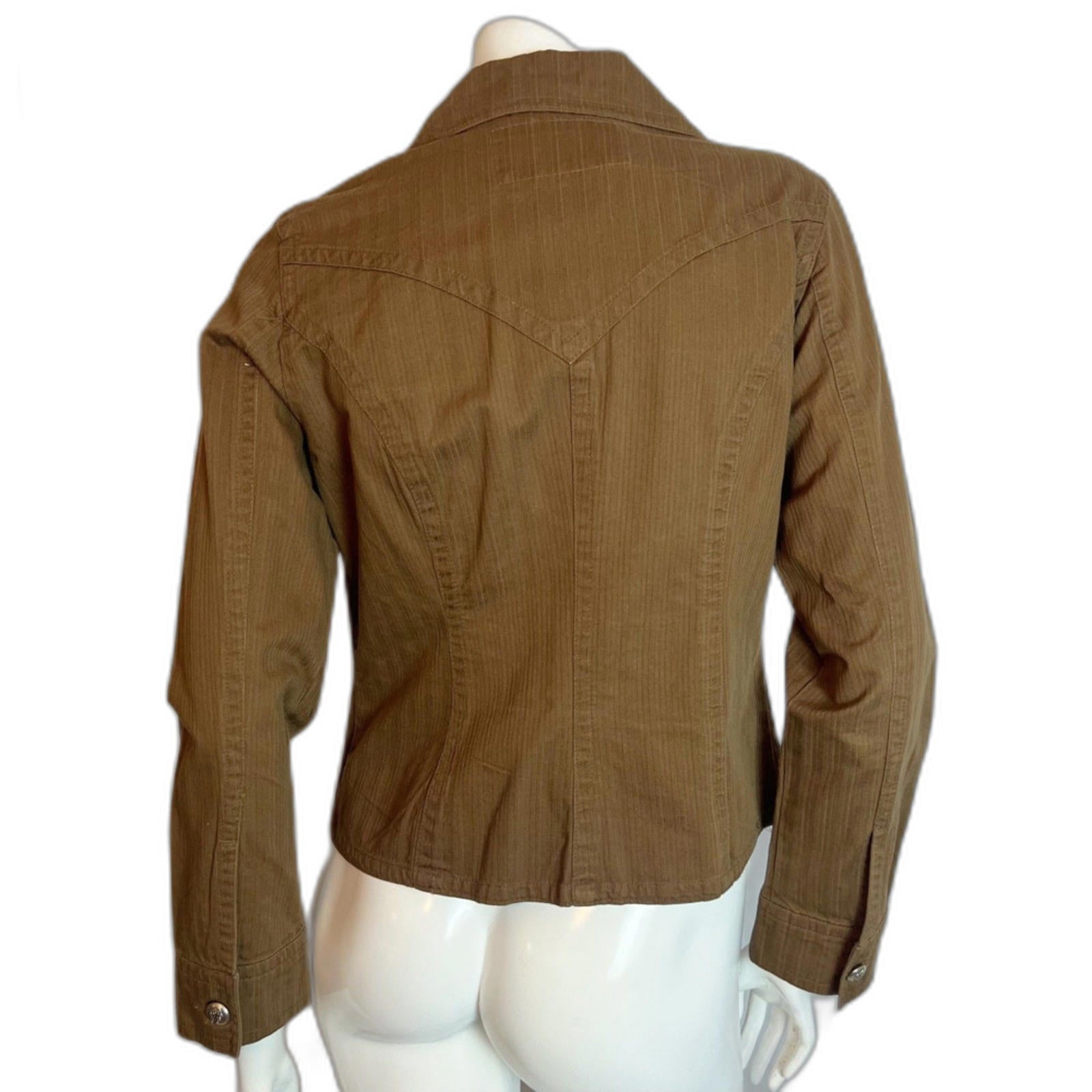 y2k Vintage Live a Little Brown Military Jacket Utility Women's Size M