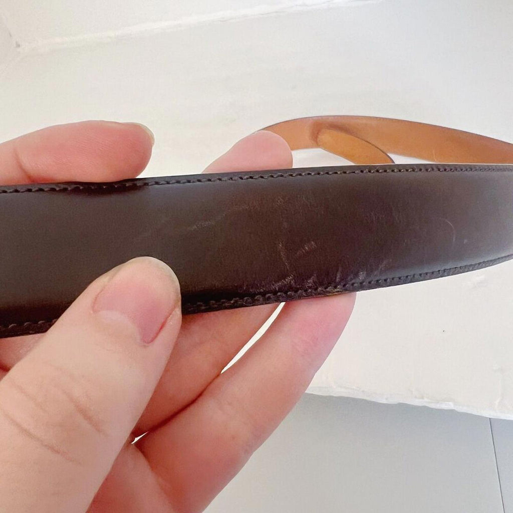 Trafalgar Men's Brown Leather Belt Brass Buckle Gold Size 38