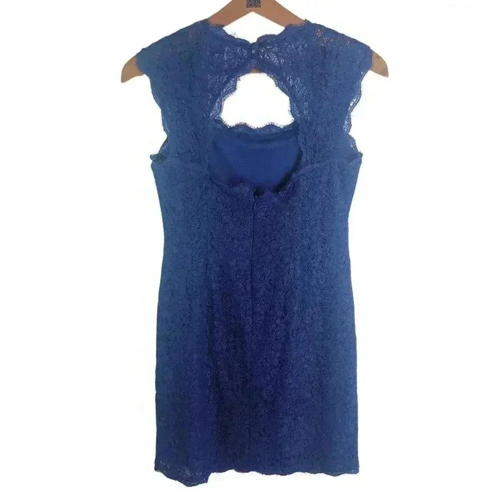 Adriana Papell Blue Lace Cocktail Mini Dress Formal Women's Size 6P