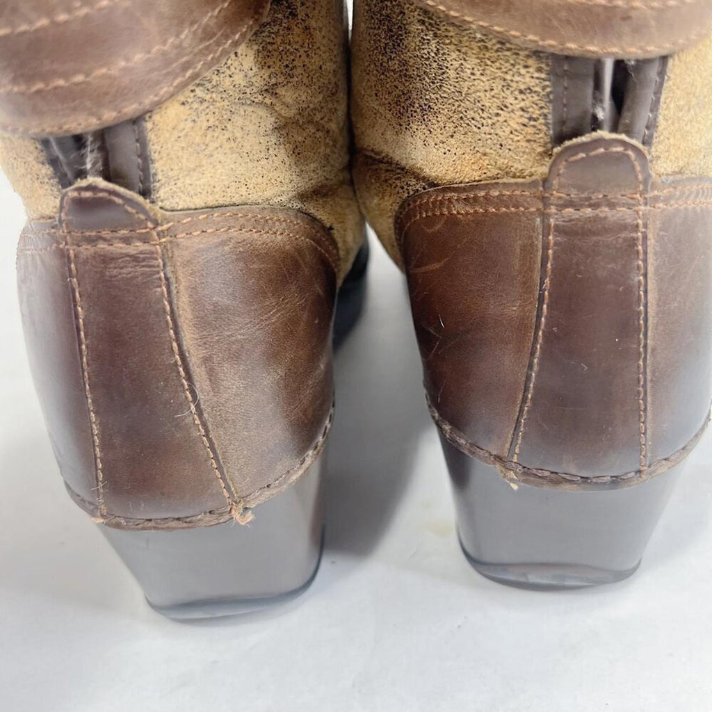 Dansko Stormy Women's Brown Leather Fur Lined Heeled Boots Booties Size 11.5 12