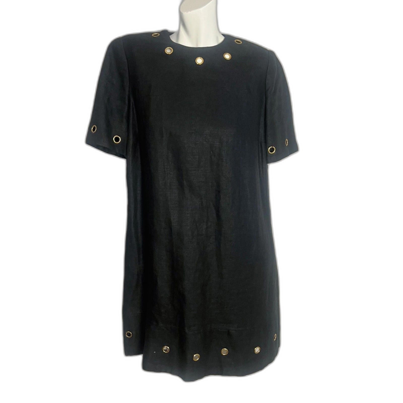 1980s Vintage Stanley Platos Martin Ross Black Shift Dress Grommets Si Hot Girl Secondhand 1980s Vintage Stanley Platos Martin Ross Black Shift Dress Grommets Si Hot Girl Secondhand