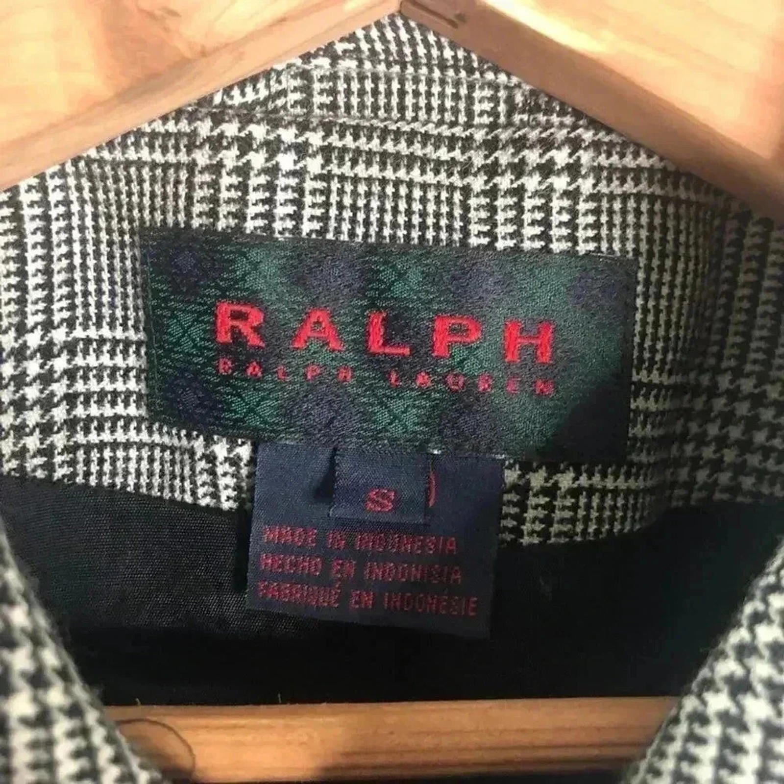 Vintage Ralph Lauren Wool Black and White Houndstooth Jacket Women's Size M