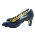 Escada Vintage Navy Blue Crocodile Rounded Toe Pumps Women's Size 8.5