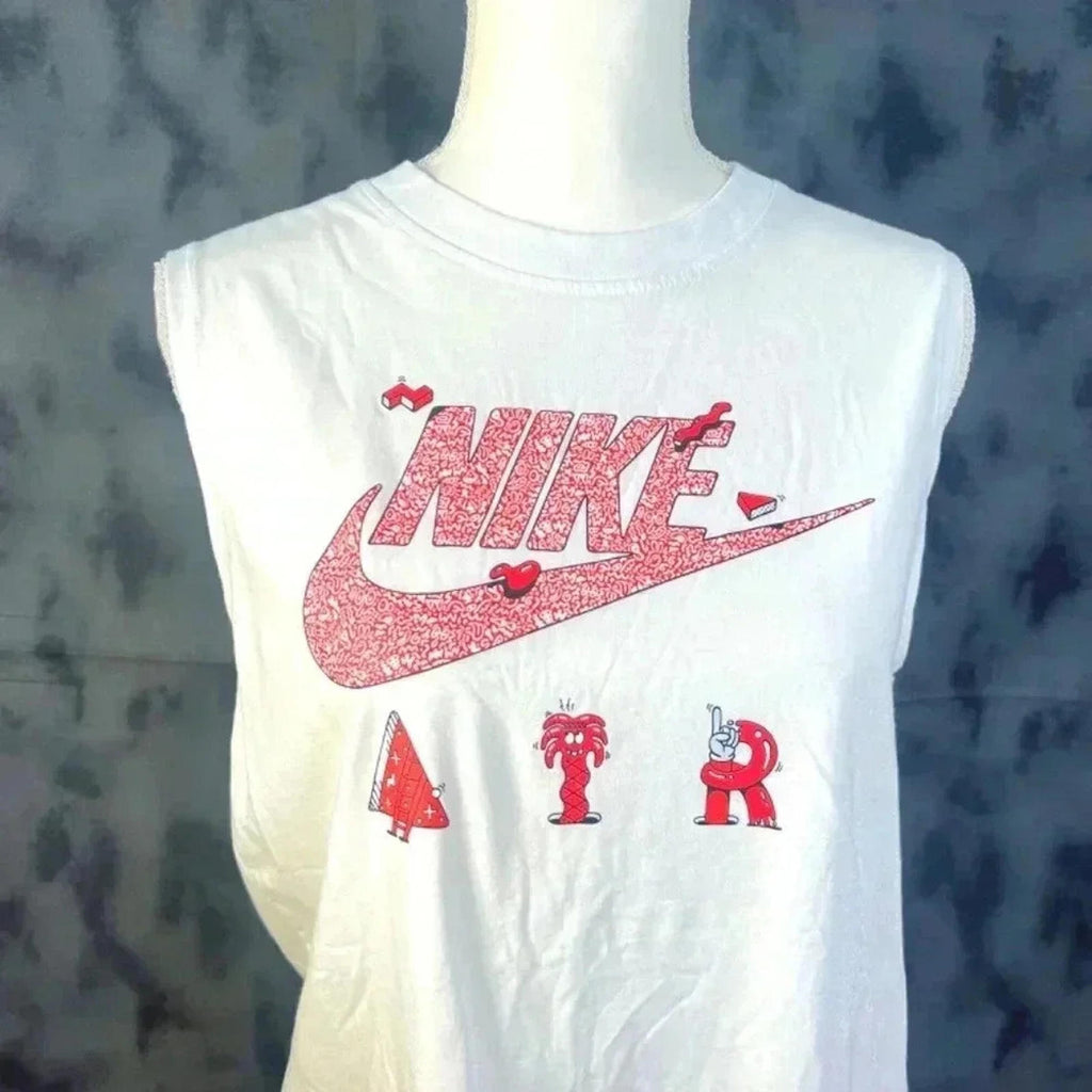 Nike Air Art Logo Streetwear White Tank Muscle Tank Size S
