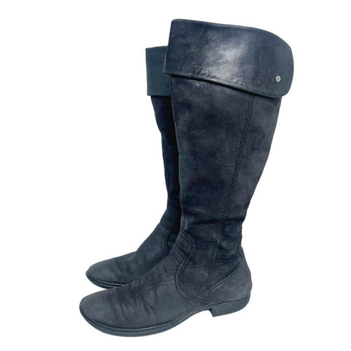 Born Grey Suede Knee High Foldover Zip Up Boots Women's Size 6.5