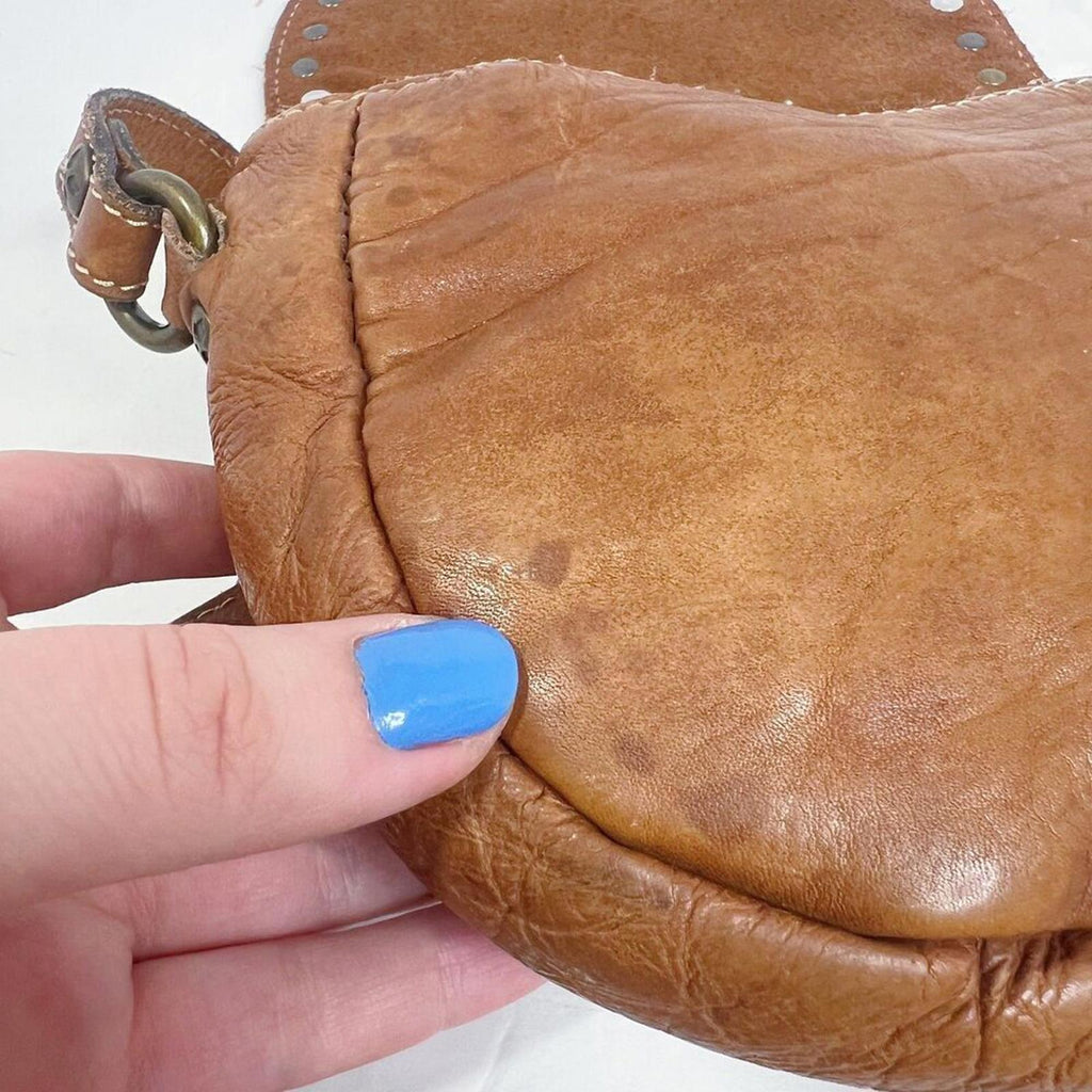 Patricia Nash Brown Leather Studded Crossbody Bag Boho Western Purse