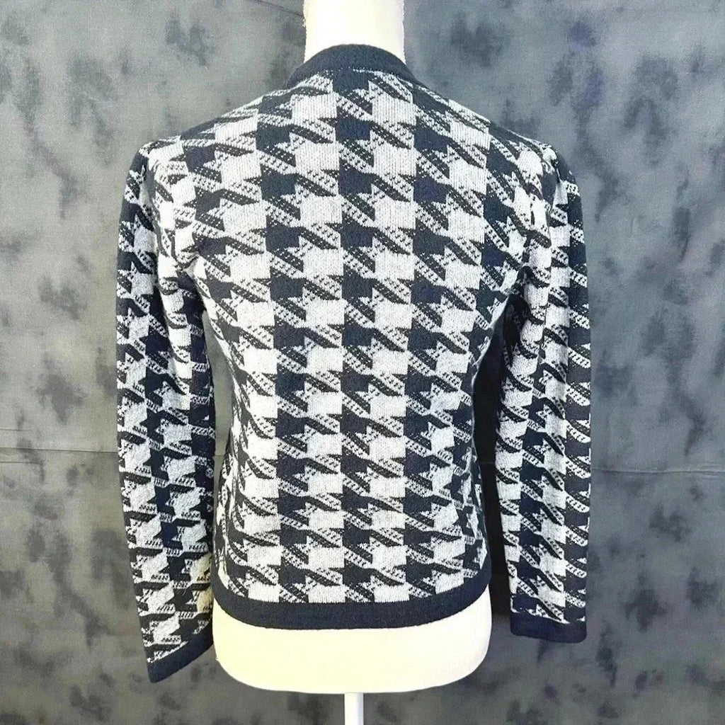 Ann Taylor Petite Houndstooth Black and White Cardigan Size XSP