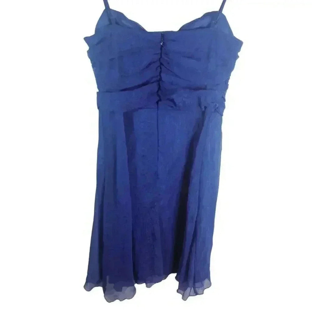Bisou Bisou Blue Chiffon Flowy Mini Dress Formal Prom Cocktail Women's Size 12
