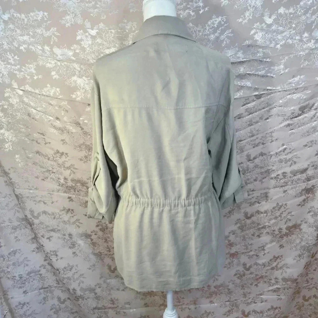 Zara Beige Women's Button Up Utility Jacket Size M