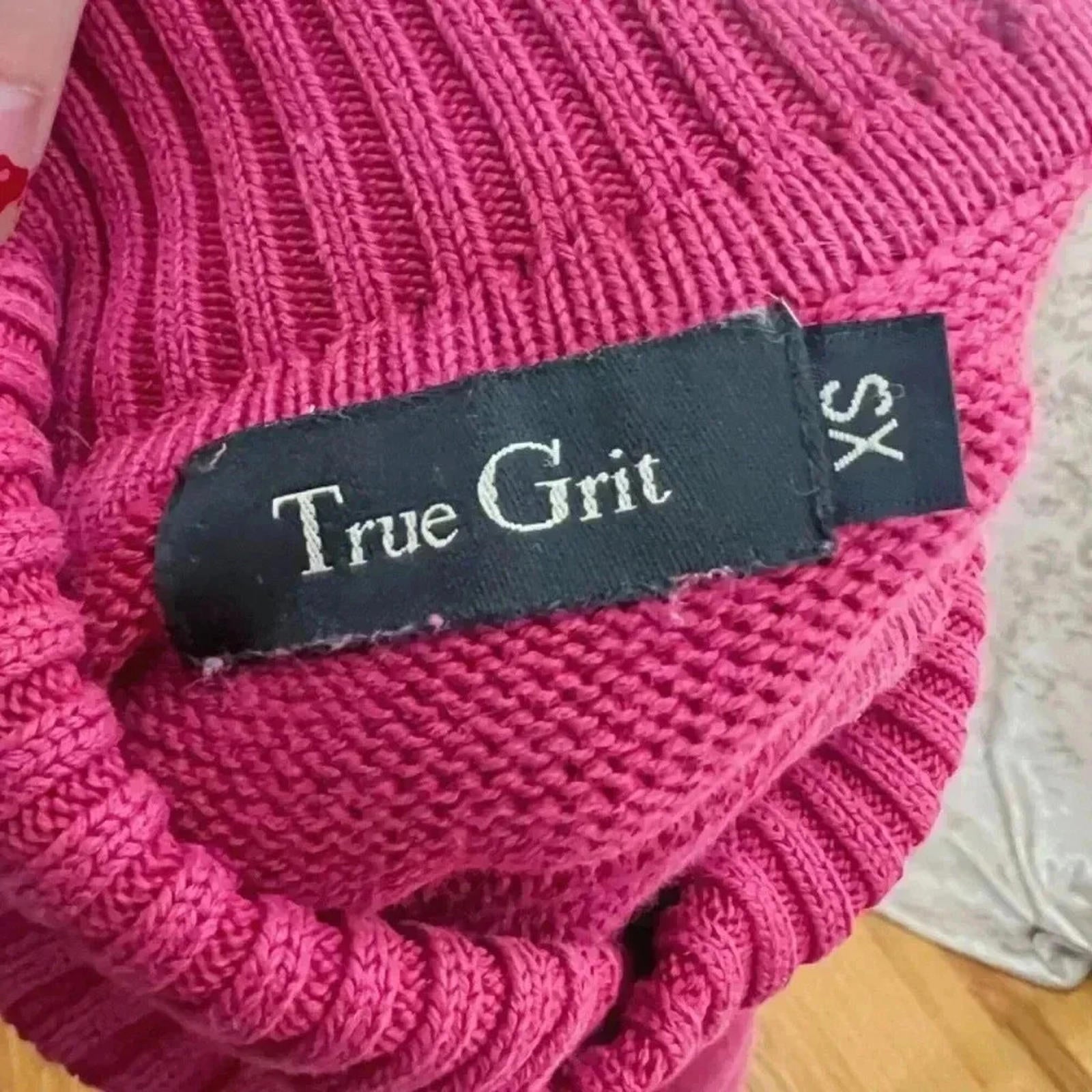 y2k Vintage True Grit Pink Knit Turtleneck Size XS