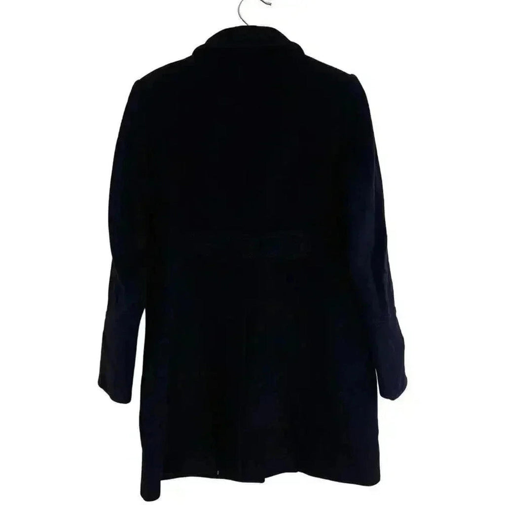 Tahari Black Wool Pea Coat Trenchcoat Winter Jacket Women's Size 8