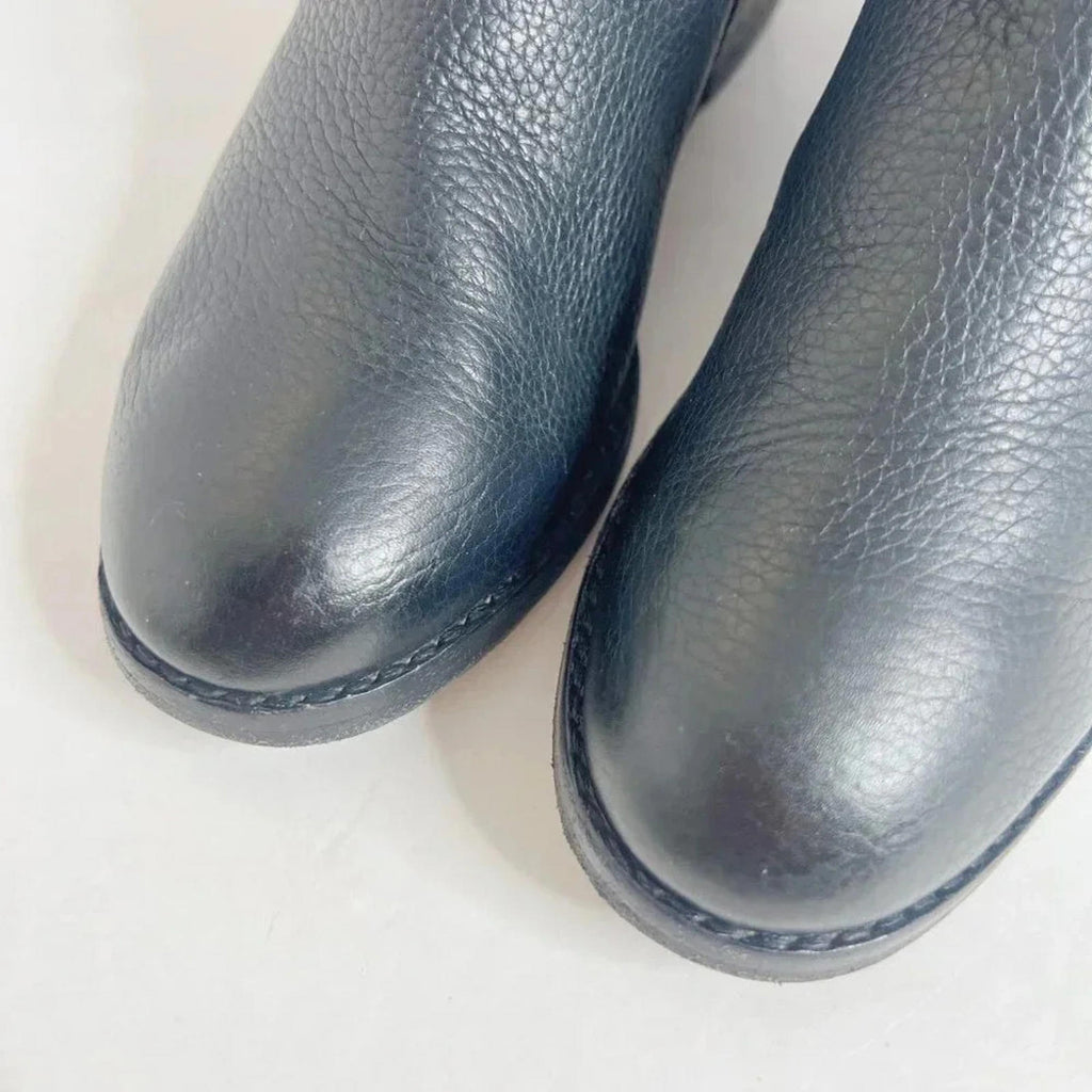 Cole Haan Pearlie Black Pebbled Leather Riding Boot With Buckle Women's Size 5.5