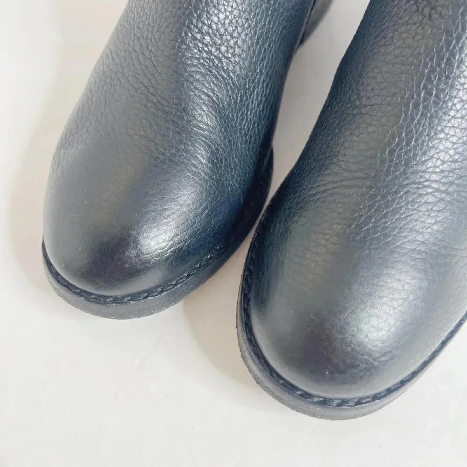 Cole Haan Pearlie Black Pebbled Leather Riding Boot With Buckle Women's Size 5.5