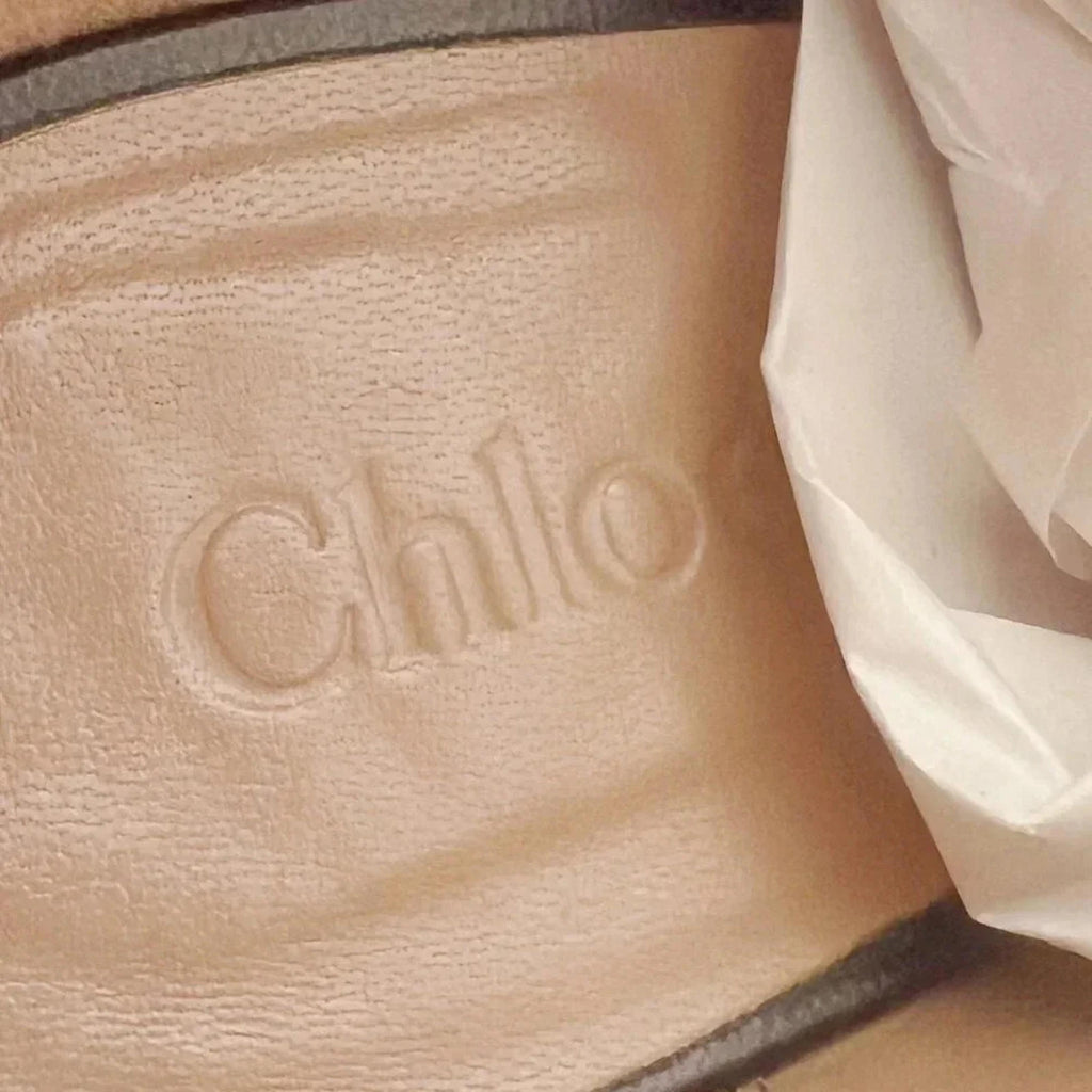 Chloe RARE Black Leather Heeled Booties Gold Detailing Women's Size 36.5 EU 6.5