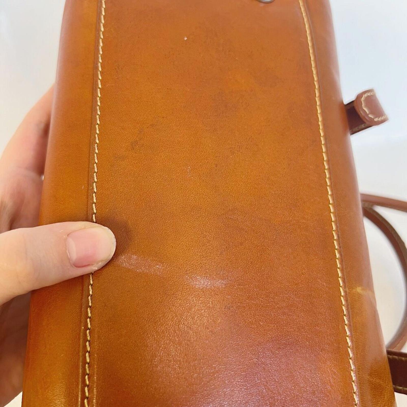 I Medici Firenze Italian Brown Leather Shoulder Bag Double Buckle Purse