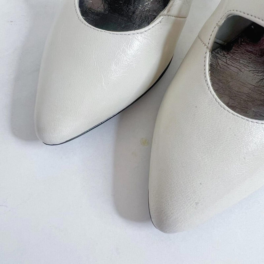 Vintage Cities White Leather Mary Jane Pumps Heels Women's Size 6.5