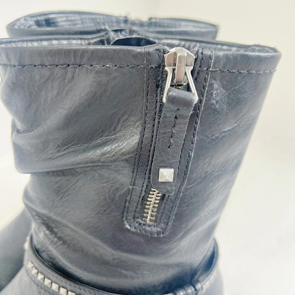 Abeo Marsh Black Leather Bootie Studded Moto Boot Women's Size 6.5N