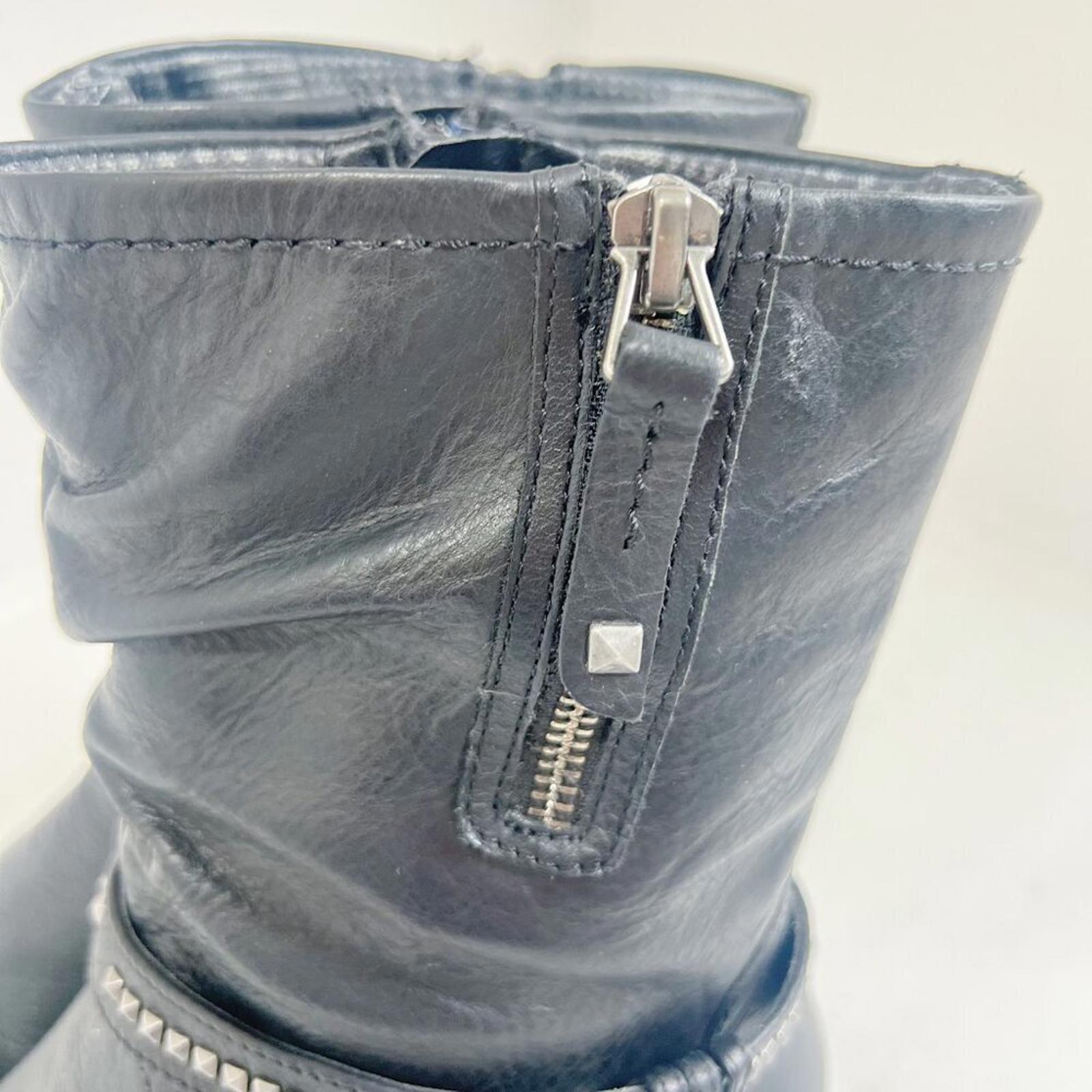 Abeo Marsh Black Leather Bootie Studded Moto Boot Women's Size 6.5N