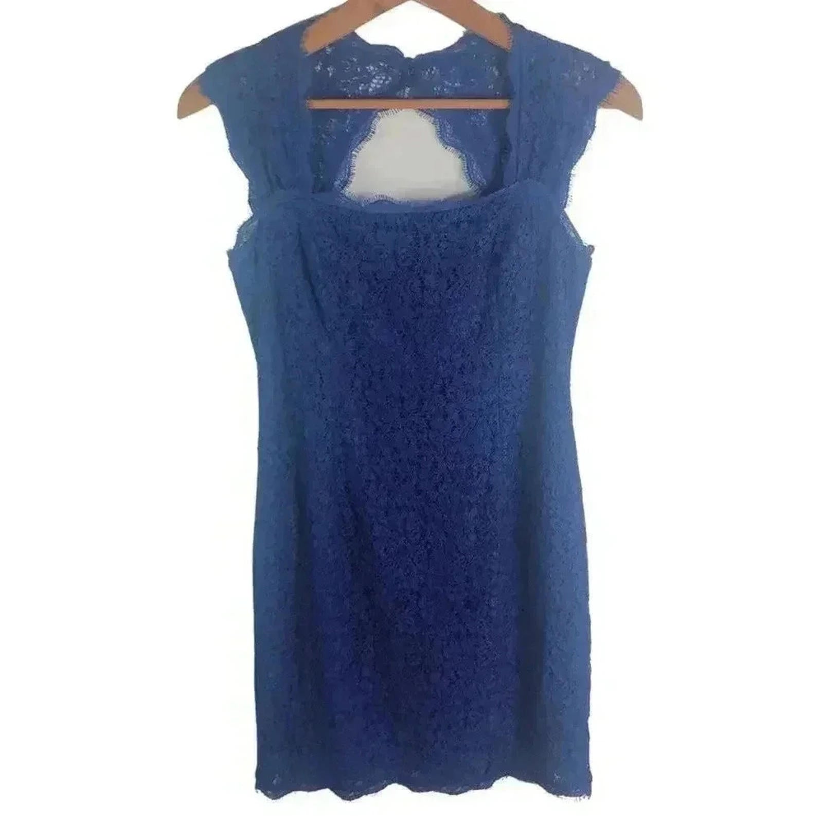 Adriana Papell Blue Lace Cocktail Mini Dress Formal Women's Size 6P