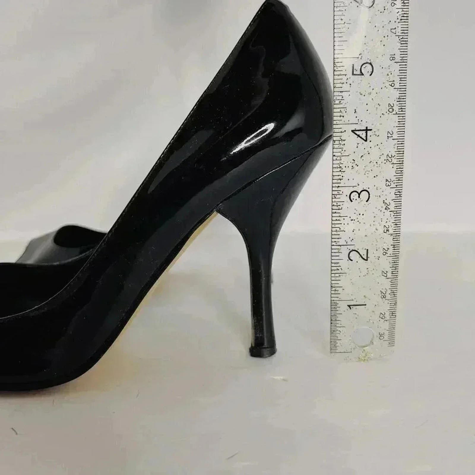 Enzo Angiolini Black Patent Leather Peep Toe Pumps Heels Stilettos Size 8.5