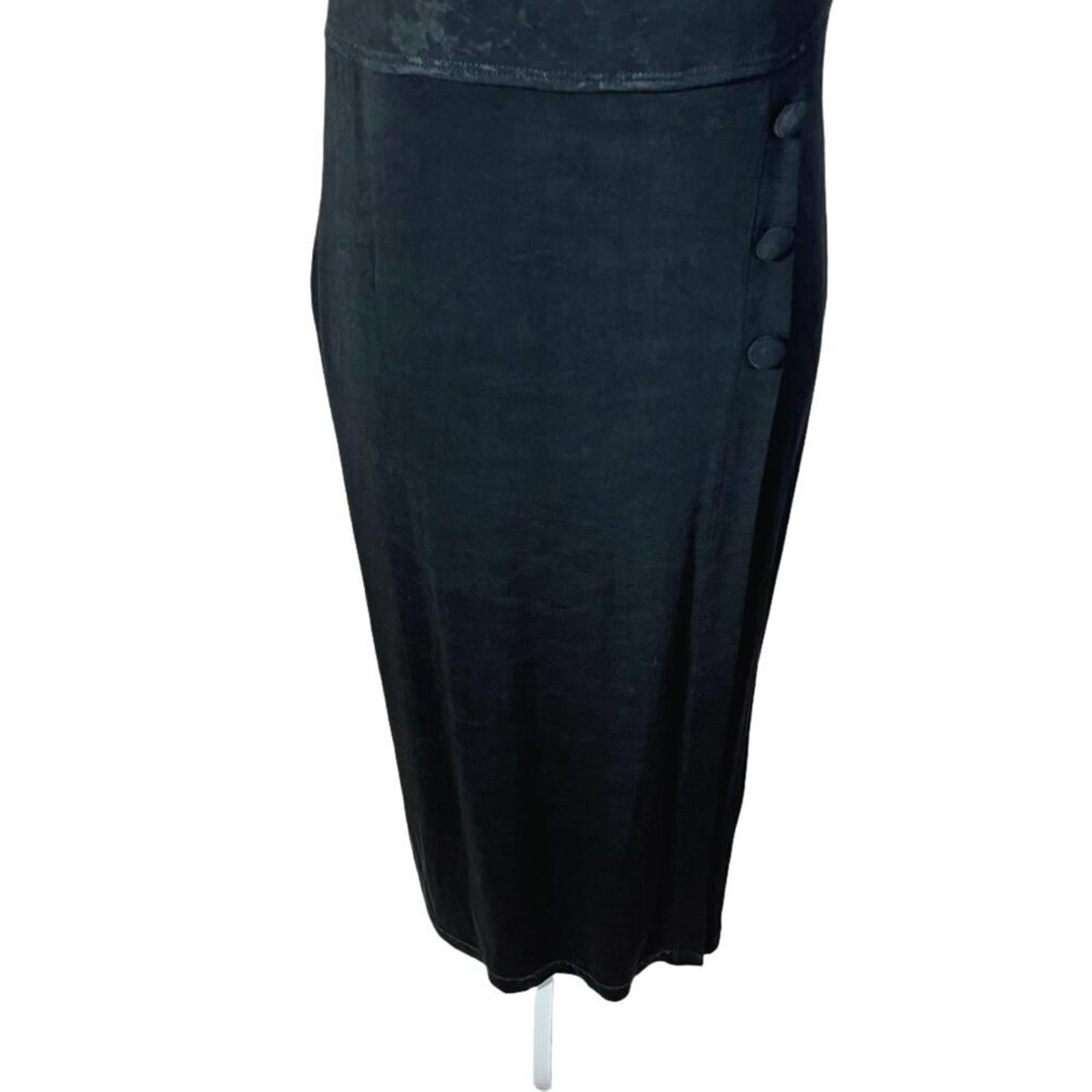 Vintage 90s Carole Little Black Floral Maxi Dress Women's Size 8 Gothic