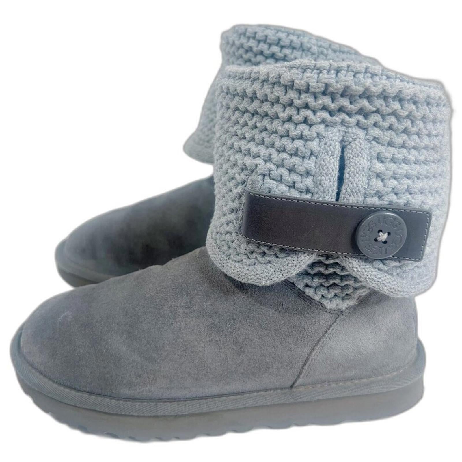 UGG Australia Shaina Boots Grey Charcoal Knit Tall Boots Foldover Size 7