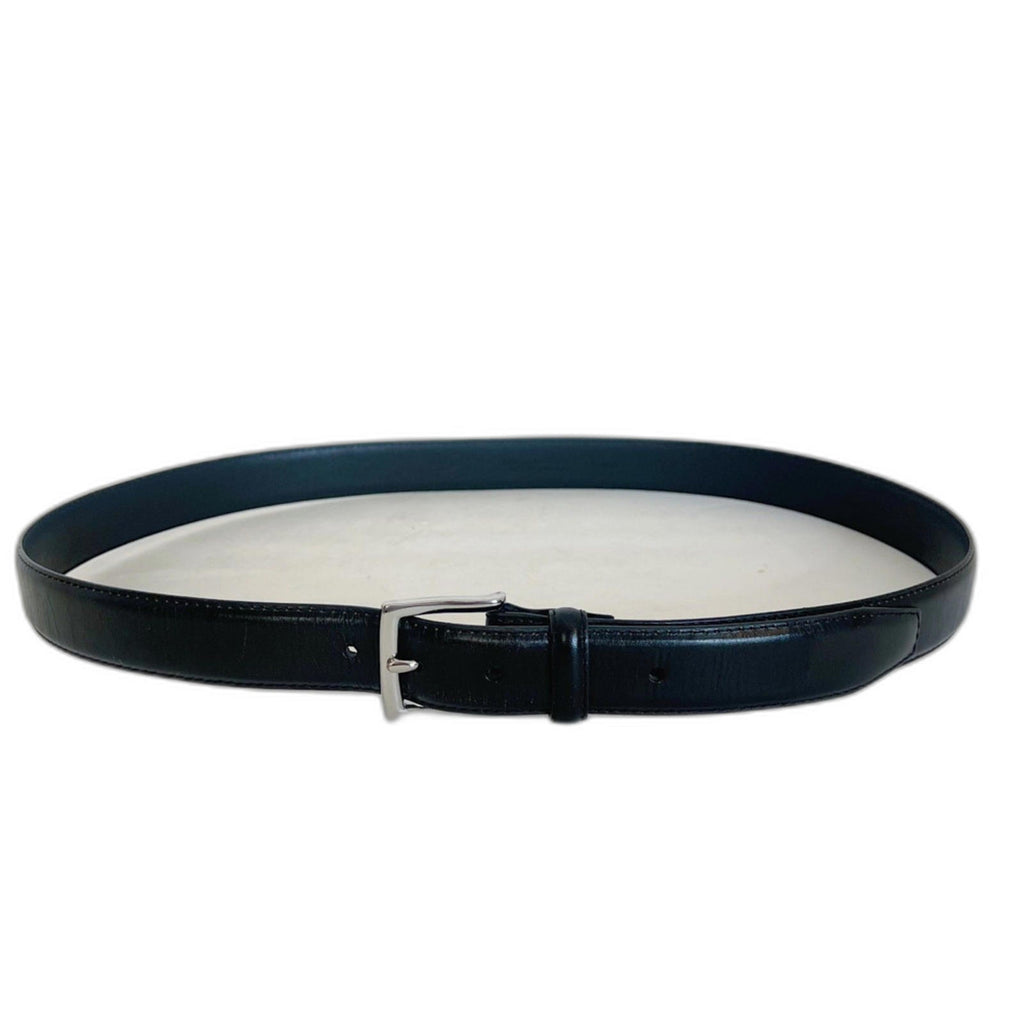 J. Crew Men's Black Leather Belt Silver Buckle Size 38 Casual Formal
